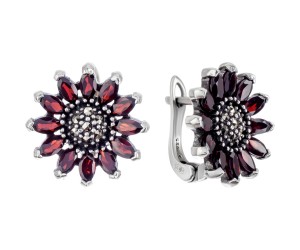 Серьги арт. HE1279 Марказит, Гранат