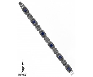 Браслет арт. BR047 Марказит, Лазурит синт.