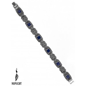 Браслет арт. BR047 Марказит, Лазурит синт.