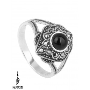 Кольцо арт. HR1809 Марказит, Оникс