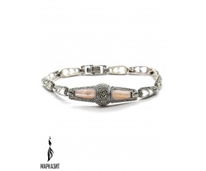 Браслет арт. BR0133 Марказит, Перламутр розовый