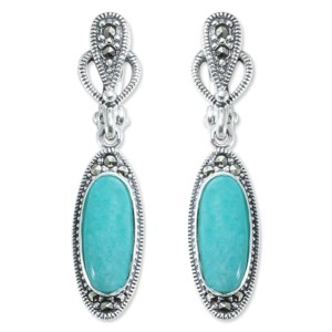 Серьги арт. HE840 Марказит, Бирюза синт.