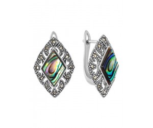 Серьги арт. HE161 Марказит, Перламутр абалон