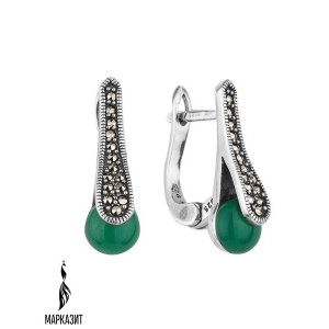 Серьги арт. HE1660 Марказит, Хризопраз