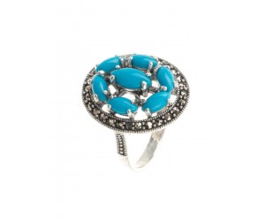 Кольцо арт. HR1141 Марказит, Бирюза синт.