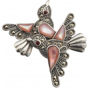 Брошь арт. HB600 Марказит, Перламутр розовый
