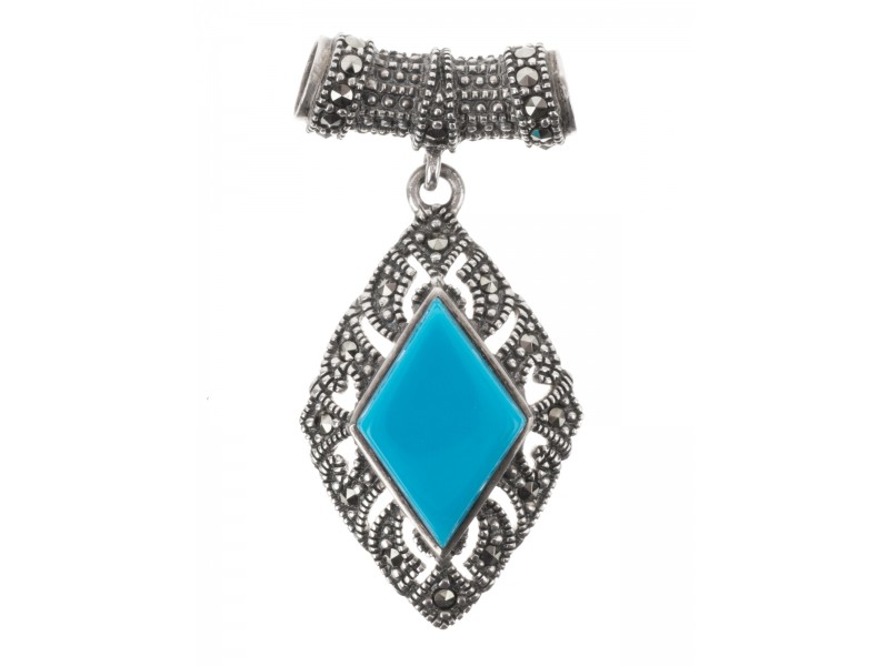 Серебряная Подвеска арт. HP516 Марказит Swarovski, Бирюза